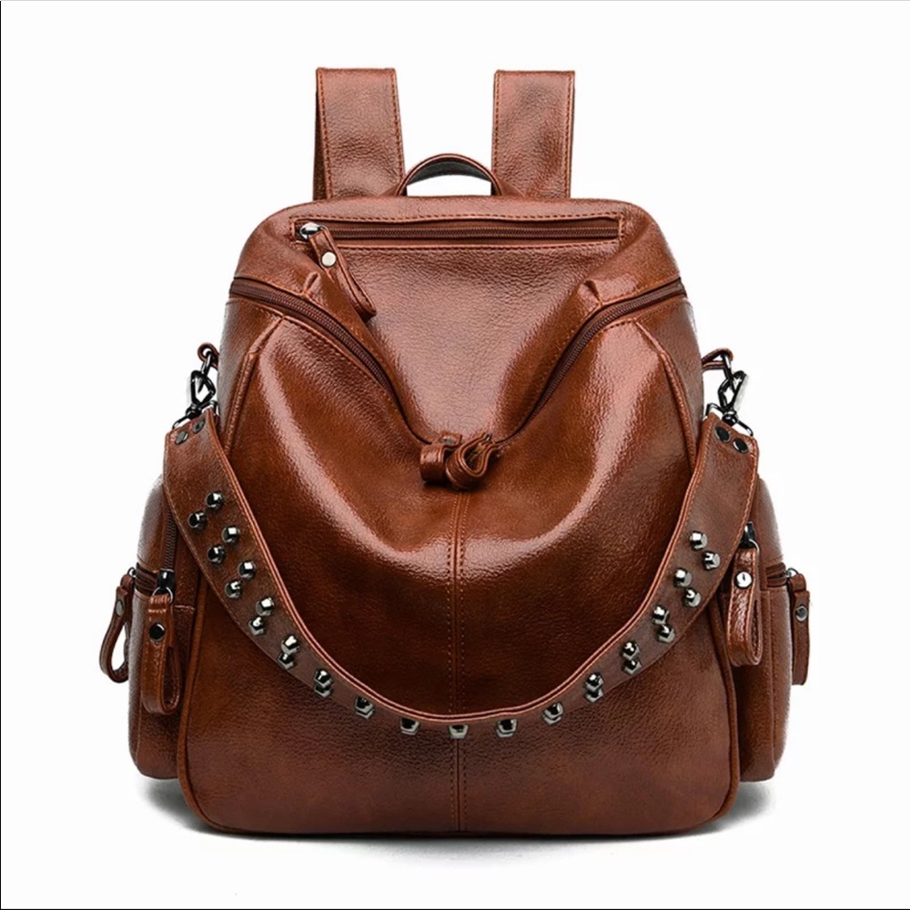 COPY - PU Leather Rivet Backpack